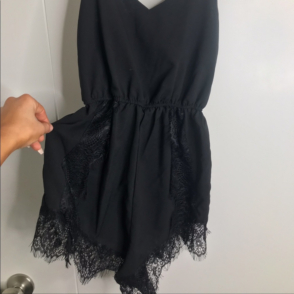 Black romper w/ lace trim